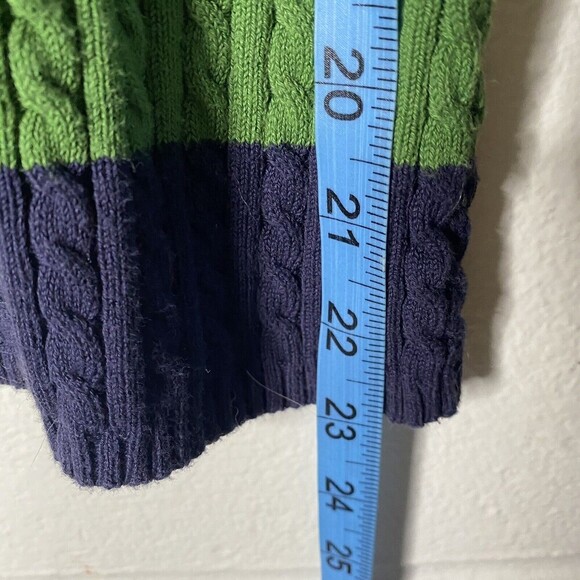 Ll Bean Cardigan Sweater Size ? Medium Women Green Blue Button Front Striped - Picture 5 of 5